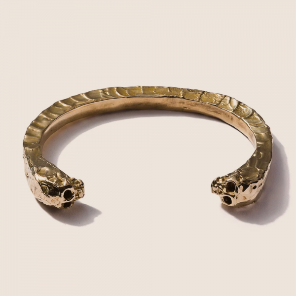 Bracelet -  Gold Beaded 5 skulls
